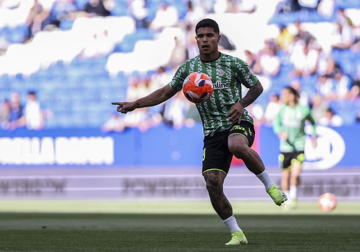 Cucho Hernández, en los prolegómenos del Espanyol-Betis