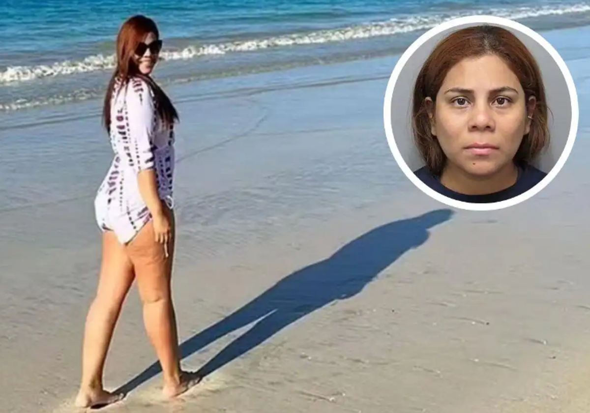 Kristel Candelario, en Puerto Rico de vacaciones. En pequeño, en su foto de la detención.